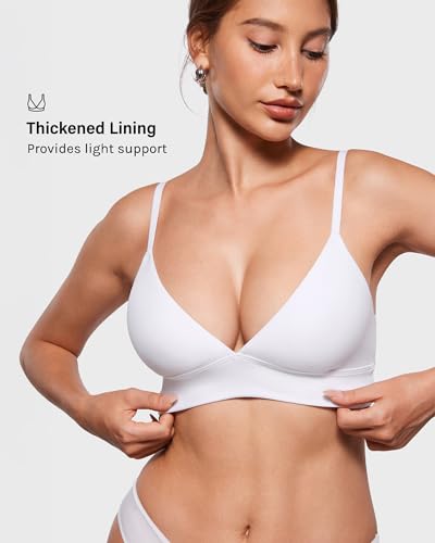 Image of INLYRIC Women's Inbarely Outwear Longline Triangle Bralette Plunge Unlined No Underwire Yoga Sports Bra Crop Tank Top