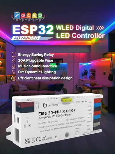 Controlador de Tira LED WLED ESP32 RGB con Fusible 20A miniatura 2