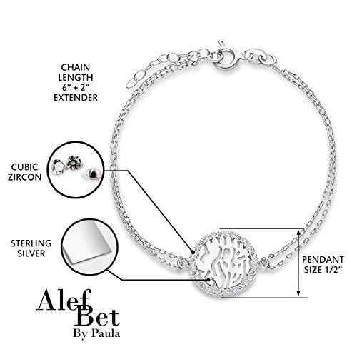 Alef Bet by Paula Shema Israel Bracelet for Women | Solid Sterling Silver Hebrew Prayer Jewelry with Cubic Zirconia | Faith-Based Religious Gift for a Bat Mitzvah3