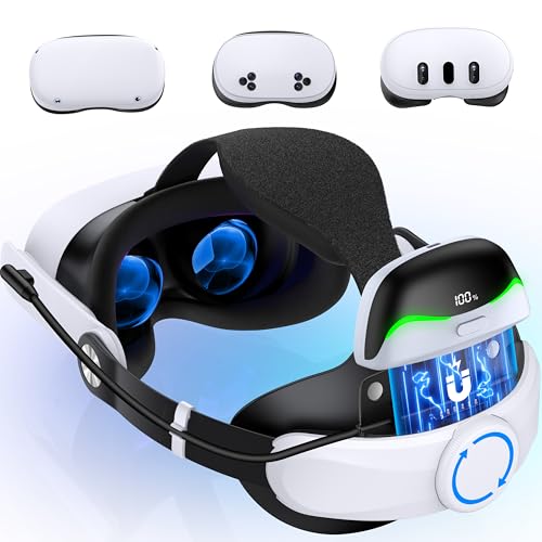 NinjajoyOX 6700mAh Battery Head Strap for Meta Quest 3S/Quest 3/Quest 2, Adjustable Elite Strap Replacement for Enhanced Comfort Support for VR Headsets with Head Soft Cushions