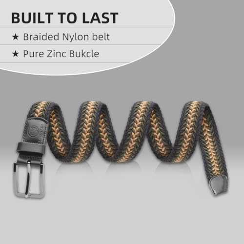 Stretch Braided Woven Belts without Holes for Men and Women,Multicolored Elastic Casual Golf Belts Adjustable2
