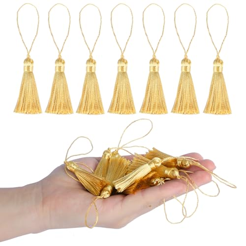 Image of 48Pcs Mini Bookmark Tassels Handmade Keychain Silky Tassel