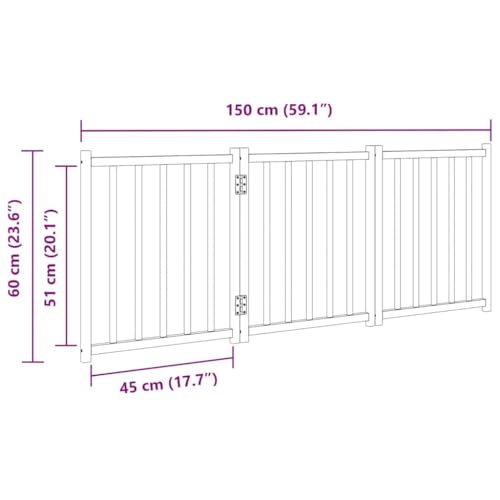 vidaXL Hundetor 3-TLG., Hundegitter Faltbar Pflegeleicht, Schutzgitter für Wohnzimmer Küche Treppe, Haustiertor Türschutzgitter, Massivholz Tanne