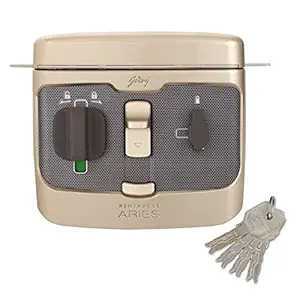 Godrej Pentabolt Aries 1CK I/O Rim Lock For Main Door With 3KS Technology, Home Safety Door Lock With 4 Keys (Vegas Gold, Pack of 1)