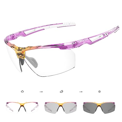 SCVCN Photochromatische Selbsttönend Fahrradbrille Herren Damen Sportsonnenbrille Klar Radsport Radfahren MTB Radbrille Laufen Volleyball Tennis Autofahren Angeln Softball Bergsteigen Golf Wandern 06