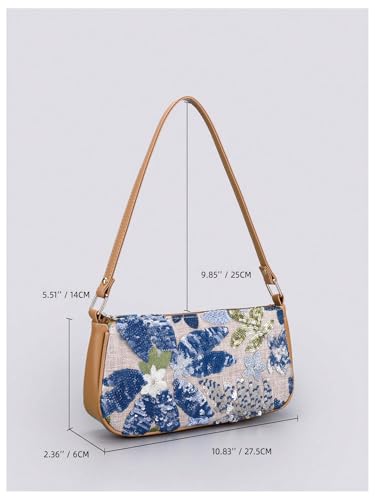 Image of Verdusa Women's Beaded Floral Square Sequin Bag Top Handle Underarm Shoulder Handbags