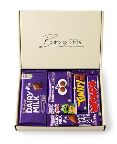 Bonpop Gifts Chocolate Gift Box Hamper - Filled with a Variety of Full Sized Dairy Milk Chocolate Bars - Gift for Men Women Children - Selection Box - Assorted Chocolates - Any Occasion