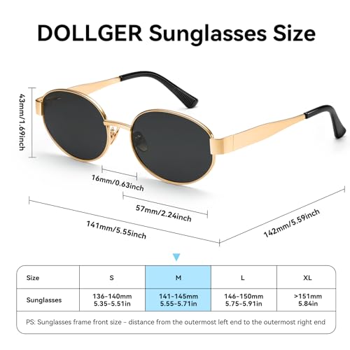 Dollger Trendy Polarized Oval Sunglasses for Women Men Retro Y2k Small Oval Gold Frame Shades 7