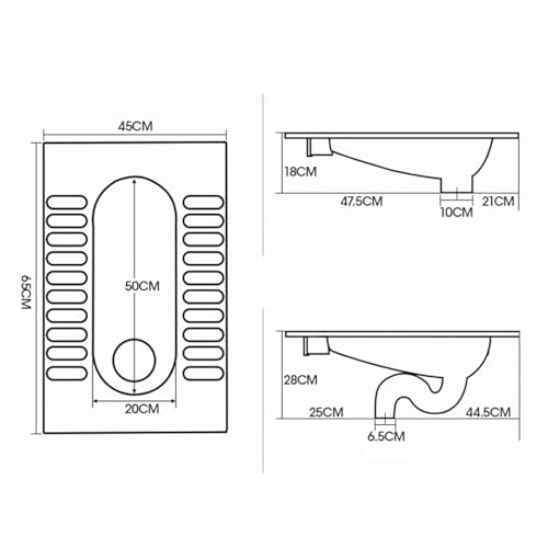 Inodoro en cuclillas de acero inoxidable grado comercial 304, sin olor, adecuado para áreas de alto tráfico miniatura 7