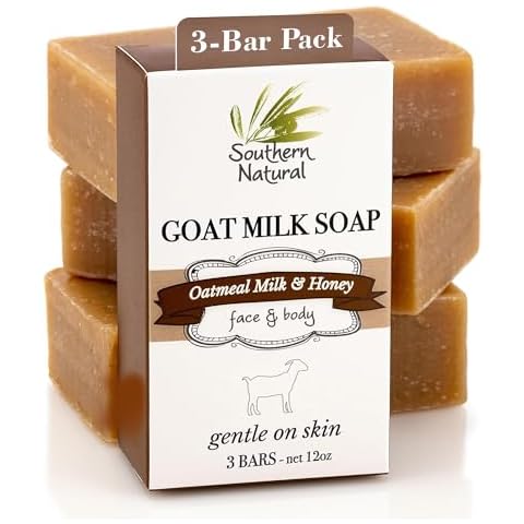 Southern Natural Goat Milk Soap Bar - Oatmeal Milk & Honey 3 Pack - For Dry Sensitive Skin. Natural, Handmade Soap For Men, Women, Kids, Face & Body Cover
