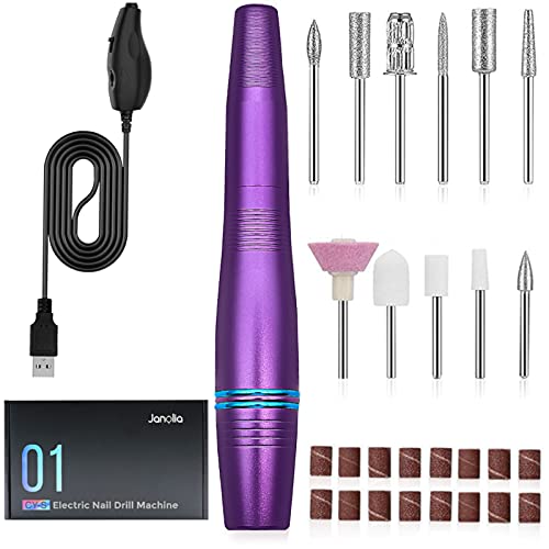 Janolia Elektrische Nagelfeile für Gelnägel 11 in 1 Professionell Elektrische Nagelfräser Set 20000U/Min Einstellbarer…