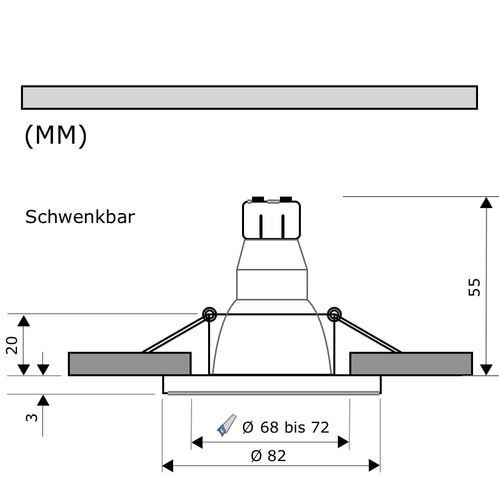 LED Decken Einbaustrahler 12V inkl. 4 x 5W SMD LM Farbe Edelstahl geb. LED Einbauleuchte Laura Rund 3000K mit Trafo