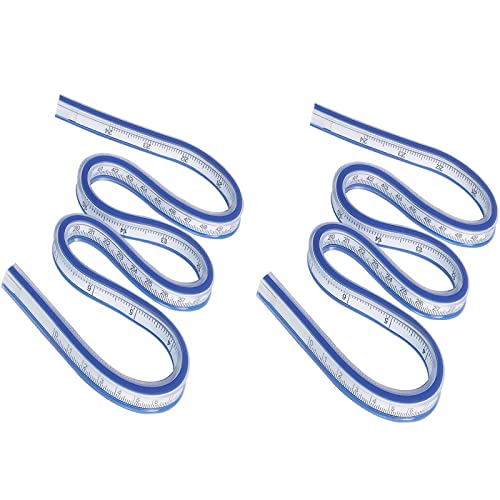 2-Piece Flexible Curve Ruler - 24 Inch Ideal for Drawing & Sewing Blue