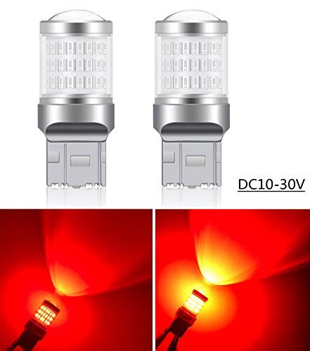 TORIBIO T20 ダブル球 W21W 7443 7440ウェッジ球 無極性 57SMD LED素子 DC10V-30V 高輝度 テールランプ ブレーキランプ ストップランプ ウィンカーランプ バックランプ 汎用 レッド 2個セット