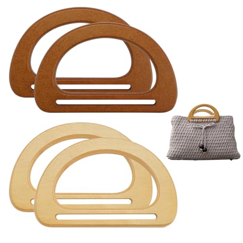 Asas para Bolsos de Madera, 4 Piezas Asas para Bolsos de Madera en Forma de D, Asas Madera para Bolsos, Asas para Bolsos Crochet,Asas de Madera para Bolsas,para Bolsos Hechos a Mano,Bolsa de Bricolaje