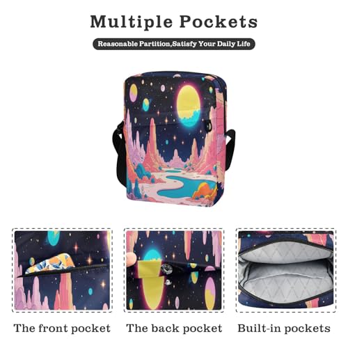 Planet Magic Scene cute messenger bag crossbody bag small crossbody purse Adjustable Strap for Travel outdoor sports2