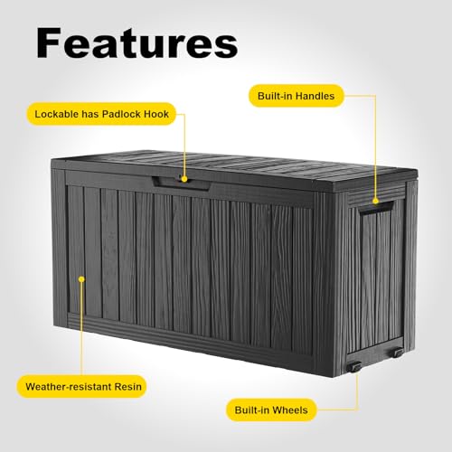 Outdoor Storage Box with Wheels – 75 Gallon Mobile Waterproof Resin Deck Box, Lockable Storage for Patio Cushions, Garden Tools, Pool Accessories – UV-Resistant Storage Bench for Backyard & Deck - Image 6