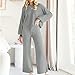 Firzero Women Loungewear Set Long Sleeve Knit Lounge Sets 2 Piece Cozy Long Sleeve Pullover Sweater Top and Wide Leg Pants Set Pajamas Outfits Gray
