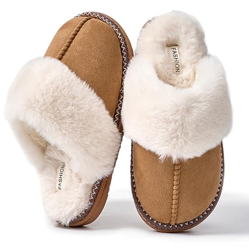 Women's Fuzzy Memory Foam Slippers Fluffy House Slippers Indoor and Outdoor Warm Gifts Trendy Anti-Skid House Shoes