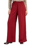 Damart - Pantalón ancho satinado para mujer de corte suelto, rosa burdeox, 40