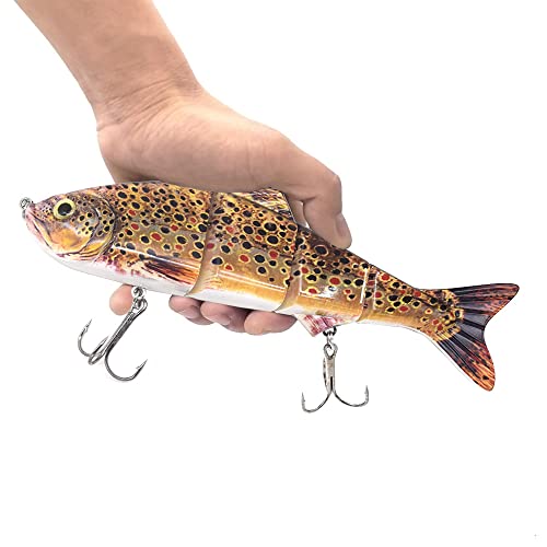 SENYUBBY 10in Multi Jointed Swimbait Fishing Lures Bait,4 Segment Big Giant Sinking Fishing Bass Lures,Crankbaits Swimbaits with Treble Hook