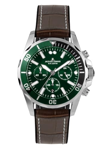 Preisvergleich Produktbild Jacques Lemans Herren-Armbanduhr Chronograph Liverpool Braun / Grün 1-2091C