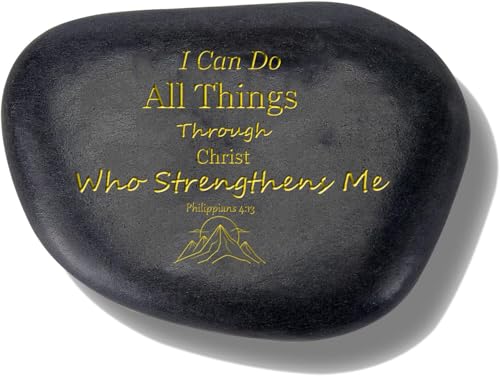 Unique Inspirational Stone Gift Religious Faith Gifts for Christian Women, Bible Verses Natural Engraved Rocks Home Decor Gifts, Novelty Keepsake Catholic Spiritual Encouragement Gifts for Mom Pastor