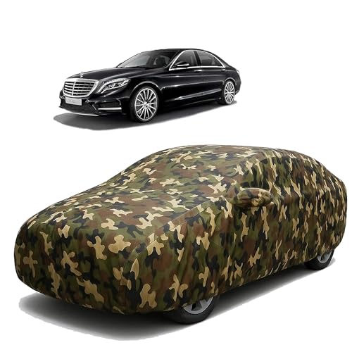Image of Sulfar 100% Waterproof Car Body Cover Compatible with Mirror for Mercedes Benz S 300 with Long Lasting Durable Material (Triple Stitched, Full Bottom Elastic, Camouflage Army)