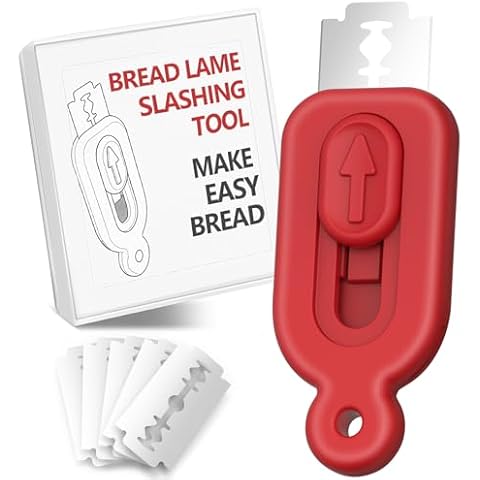 KINOWJI Bread Lame Dough Scoring Tool,2pcs Sourdough Bread Scorer Bread Making Cutter Blade with 10pcs Blades for Homemade Bread Baking Making Tools Supplies (1pcs Red) Cover