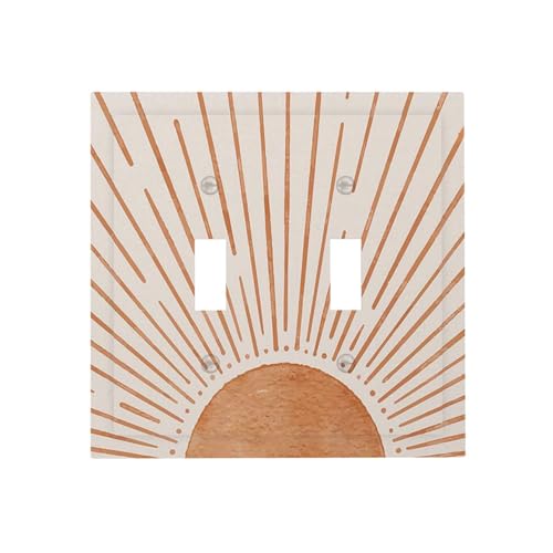 Image of 60s Orange Vinrage Boho Sun 2 Gang Double Toggle Outlet Light Switch Cover Wall Plate Electrical Faceplate Decorative Dual Device Switchplate