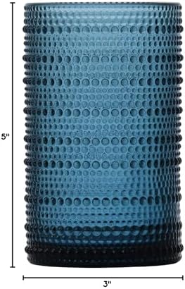 Fortessa Jupiter Beaded Hobnail Glass, 13 Ounce Iced Beverage (Set of 4), Cornflower Blue - Thumbnail 3