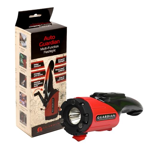 Auto Guardian Multi-Function Flashlight and Survival Tool. Vehicle Emergency Flashlight Tool with Window Punch and Belt Cutter