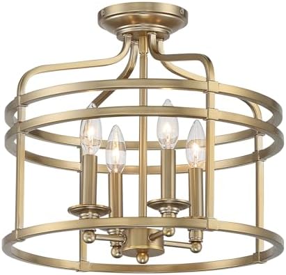 Minka Lavery 1094-740 Covent Park Semi-Flush, 4-Light, 240 Total Watts, 16-in H x 14.5-in W, Brushed Honey Gold