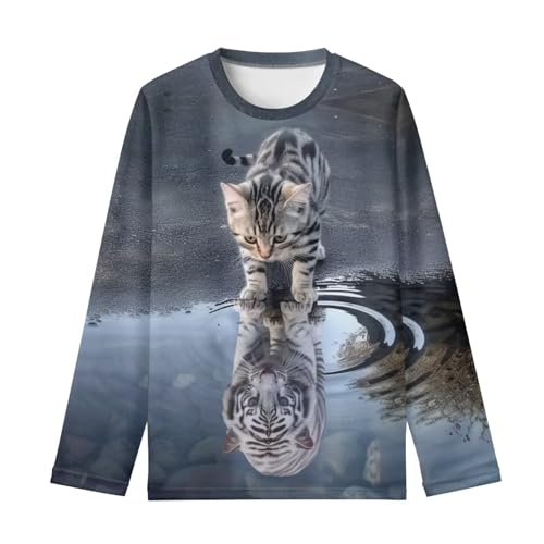 Image of WELLFLYHOM Long Sleeve T-Shirt for Boys Girls 3-16 Years Old Tee Tops Crewneck Pullover Shirts Fall Outfits