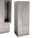 MA MAISON Armadio Guardaroba 2 Ante e 2 Cassetti - Mobile in Legno Truciolare, Classico, C...