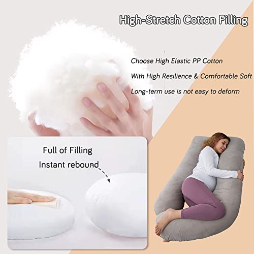 Image of 60 Inch Pregnancy Pillows for Sleeping (Grey) | Extra Large U Shaped Body Pillow, Pregnancy Pillow, Maternity Pillow for Pregnant Women with Velour Cover