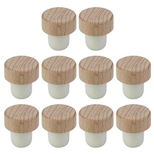 Wdonay Macromolecule Inner Stopper,Wooden Stopper, Wine Bottle Stopper, T-Stopper, Pet Cork, Wood Color, 10Pcs #TOP3