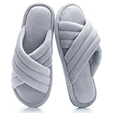 GOEWY Cross Band Womens Slippers Indoor and Outdoor with Cozy Memory Foam Ladies House Slippers Shoes Slides Open Toe Cute Gifts for Women Her Mom Soft Slip On Slipper Black