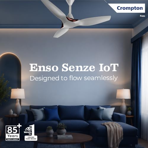 Image of Crompton New SilentPro Enso Senze 1200mm iOT BLDC Ceiling Fan | Premium Design | Wi-Fi, Bluetooth & Remote | Alexa & Ok Google |2x Low Noise |~50% Energy Savings | 4 Year Brand Warranty | Silk White