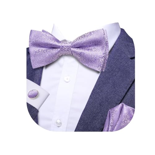 Image of Dubulle Mens Paisley Striped Bowtie Set Pre-tied Bowtie for Men and Pocket Square Set Wedding Business