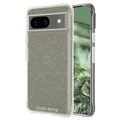 Case-Mate Google Pixel 8 Case [6.2”,2023] [12ft Drop Protection] [Wireless Charging] Sheer Crystal Gold Phone Case for Google Pixel 8 - Luxury Glitter Cover - Shockproof, Anti Scratch Technology