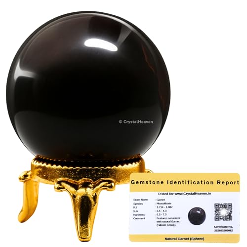 Image of Certified Garnet Crystal Ball for Meditation - Premium Crystal Vastu Items for Home and Feng Shui Items for Good Luck - Ideal for Pooja Supplies and Spiritual Practices (1.5 inch Inch)