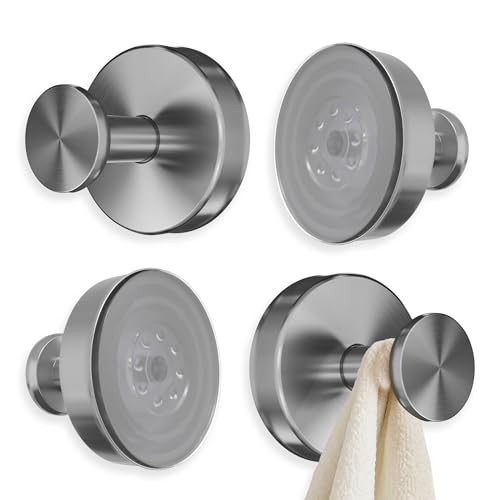 Novsix Lot de 4 crochets à ventouse pour douche Argenté
