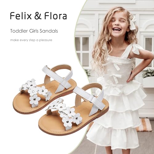Image of Felix & Flora Toddler Girl Sandals -Flower Girl Dress Shoes Open Toe Little Kid Flats