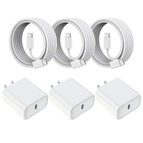 Image of iPhone 17 16 Fast Charger,3Pack 40W 6FT USB C Charging Block iPhone 17 Charger Fast Chargers with Braided USB C to C Cable for iPhone Air /17 /17 Pro /17 Pro Max /16 Pro Max /16 Plus /16e /15 /15 Pro Max,iPad