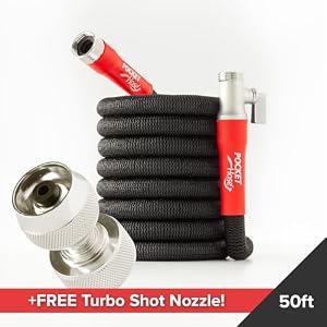 Pocket Hose Silver Bullet 20 Expandable Garden Hose 50 FT with Turbo Shot Nozzle AS SEEN ON TV Lead Free Solid Aluminum Connectors Easy OnOff Valve Kink Free Leak Proof