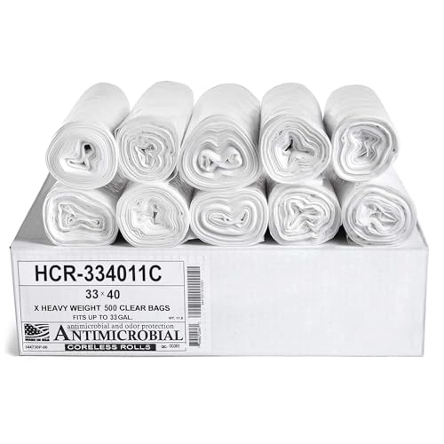 Image of Aluf Plastics 33 Gal Clear Trash Bags, 11 Micron (EQ.), 33 inch x 40 inch (500 Pk)