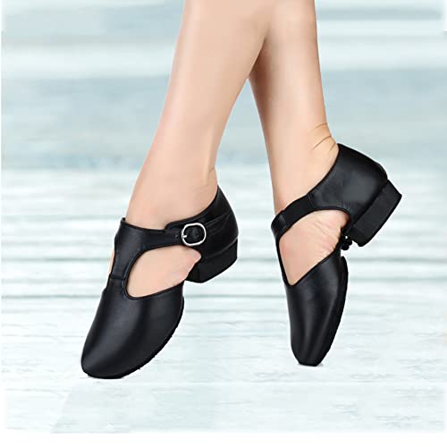 Leather Jazz Dance Shoes for Women Men Slip on Teaching Dance Sandals2