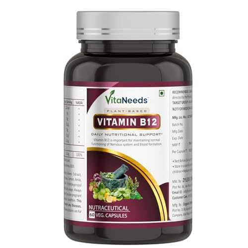 Image of Vitamin B12 Supplements | Vegan Vitamin B12 tablets | With Moringa, Spirulina,Alfalfa,Wheatgrass, Amla & Superfoods | Energy and Vitality Natural B12 Supplement for Adults Vegetarian Friendly Formula for Daily Routine |60 Veg Capsules 2.2 MCG (Plant Based)