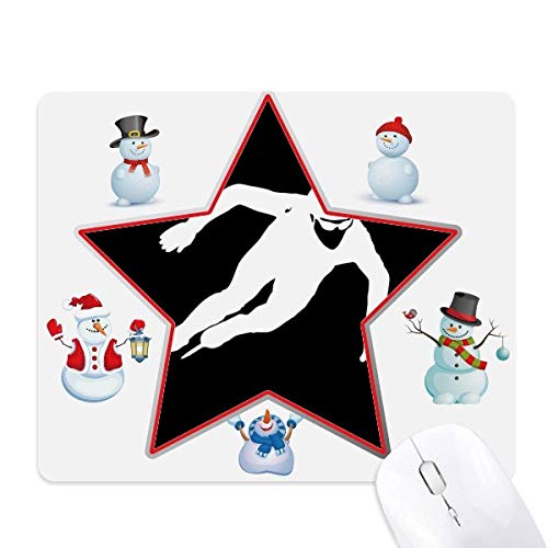 Tapis de souris patinage bonhomme de neige noir anti-glisse